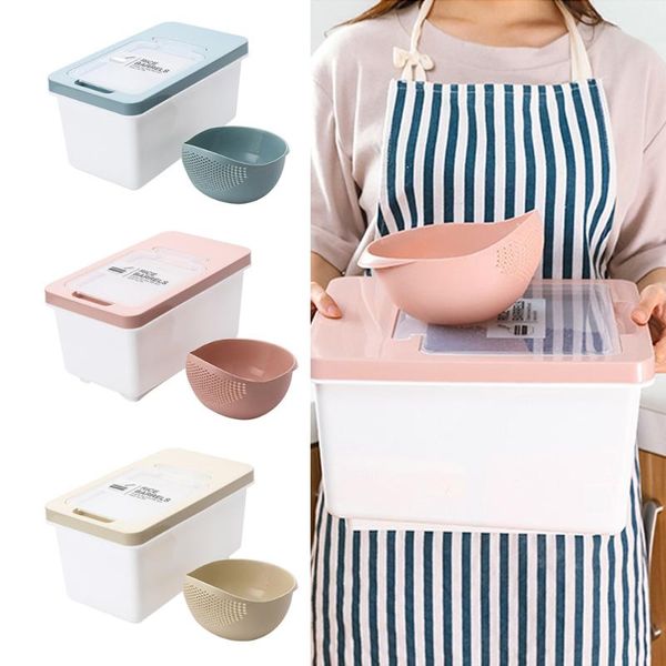 

plastic rice storage box sealed moisture-proof large capacity flour fruit grain container kitchen rice storage box flip case