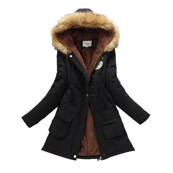 

2018 new parkas female women winter coat thickening cotton winter jacket womens outwear fur parkas for women, Black;brown