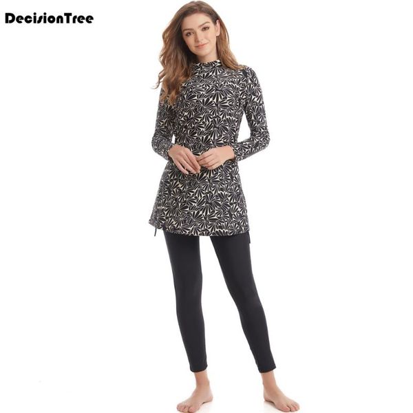 

2020 women printing floral muslim swimwear hijab muslimah islamic swimsuit swim surf wear women muslim swimwear