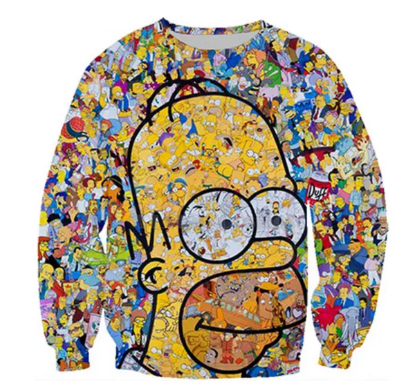 

2019 cartoon character simpsons fashion sweatshirt 3d printed sweatshirt men women long sleeve tracksuit pullover harajuku b218, Black