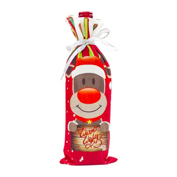 

table decor dinner party red wine christmas santa tree bottle cover bag sets bottle decor for new year xmas dinner party