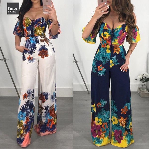 

party jumpsuit off shoulder clubwear playsuit casual short sleeve ladies women jumpsuit flower romper, Black;white