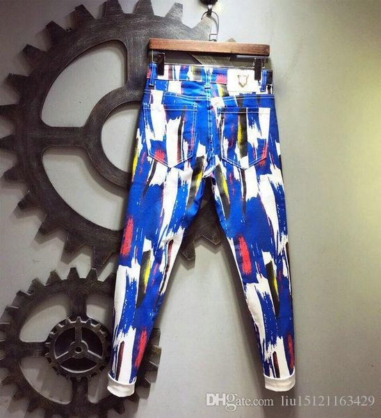 

20 luxury designer mens jeans denim fashion medusa brand pants stripe mens jean motorcycle bike jeans high street trend designer pant, Blue