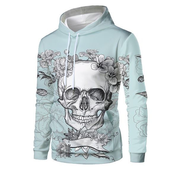 

mens designer white skull 3d digital printing sweater with hat, Black