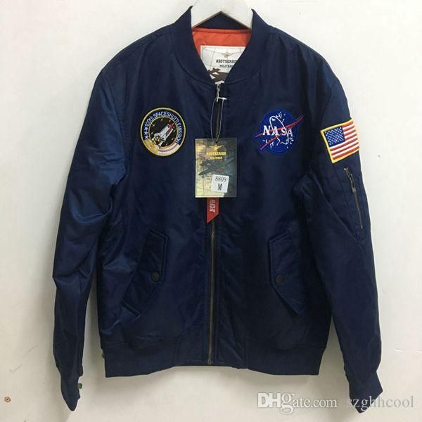 

wholesale youthful popularity personality emblem decoration face jackets men pure color ma1 pilot jackets thickening mens designer jackets, Black;brown