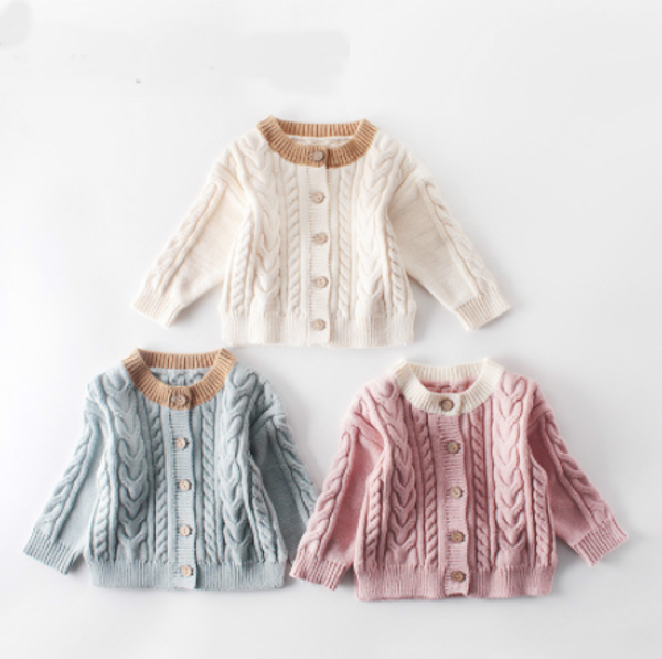 

2019 autumn baby girl sweater new children's sweater knit jacket wild cardigan kids boys sweaters and, Blue