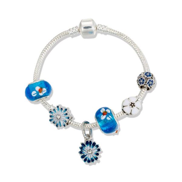 

viovia 2020 daisy flowers design new arrival beads of color blue flowers bracelets for original bracelet gift for women b20014, Golden;silver