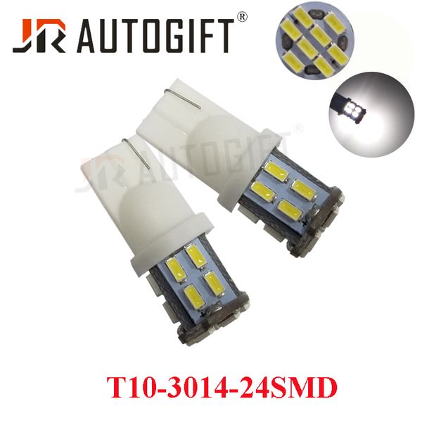 

10шт автомобилей стайлинг сид t10 24smd кри 3014 smd автомобилей авто лампы 24led светодиодные t10 194 w5w и клин лампа лампа 24smd кри белы