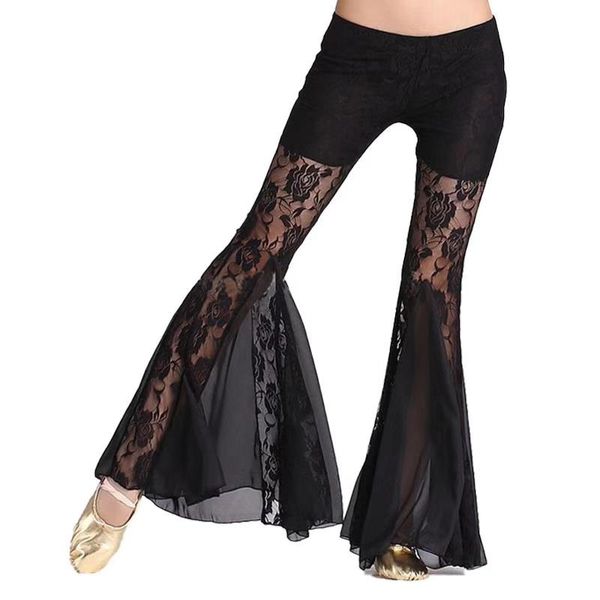 

belly dance dancing wear clothes fish tail pants belly dance trousers lace pants, Black;red