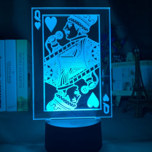 

led night light queen of heart color changing nightlight for fans room decor 3d lamp freddie mercury gift dropshipping
