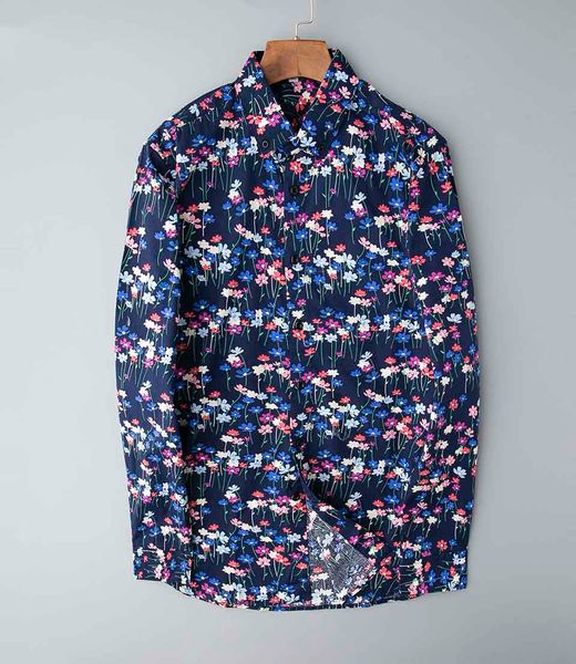 

luxury diors mens designer dress shirts trend private custom brand dress shirt tide brand flower print personality street hip hop shirts, White;black