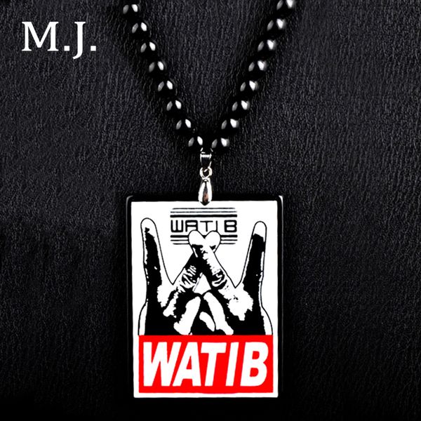 

new hip hop watib necklace for men rock style black beads long chain maxi pendants necklaces male jewelry bijoux boyfriend gifts, Silver
