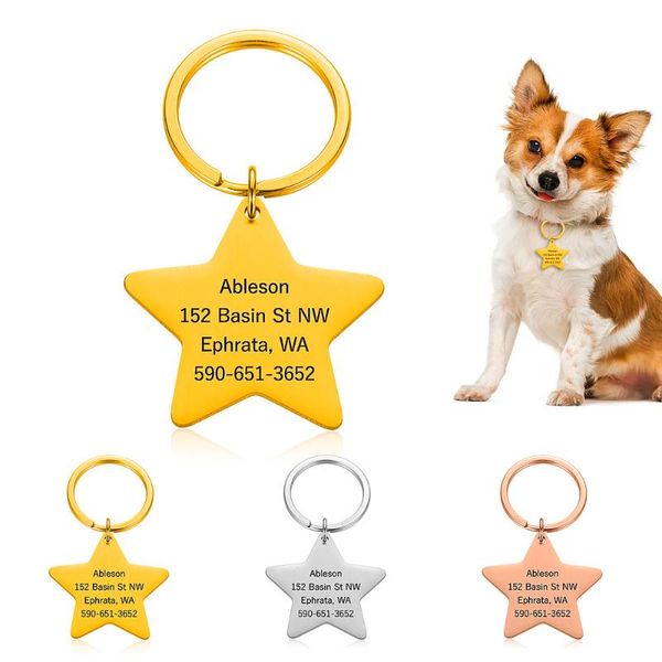 

personalized collars dog cat pet tags engraved cat puppy pet id name collar tag pendant stainless steel accessories, Silver