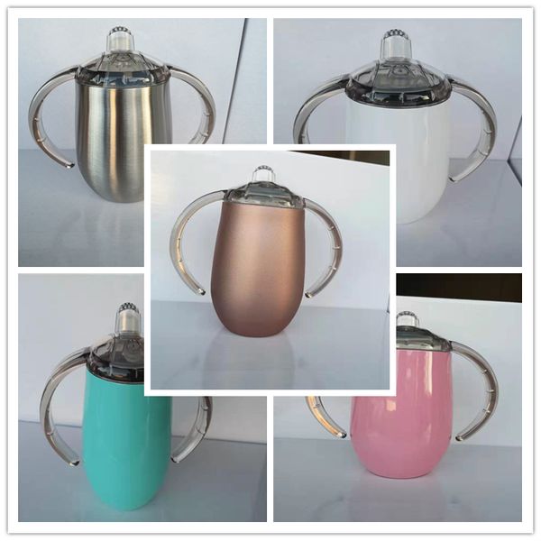 

8 цветов sippy cup 10 унций из нержавеющей стали с двойными стенками и вакуумной изоляцией тумблер кружка для яиц с двойной ручкой и крышкой