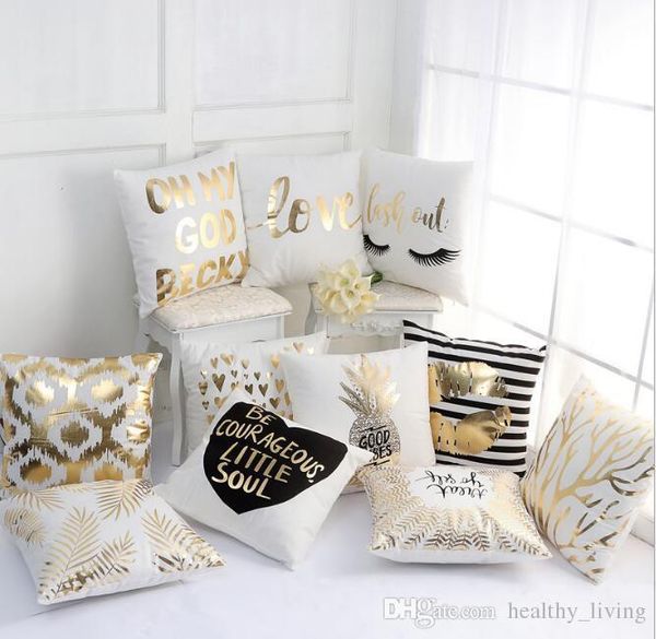 

beddingoutlet bronzing christmas cushion cover gold printed pillow cover decorative pillow case sofa seat car pillowcase soft 41 colors 5588