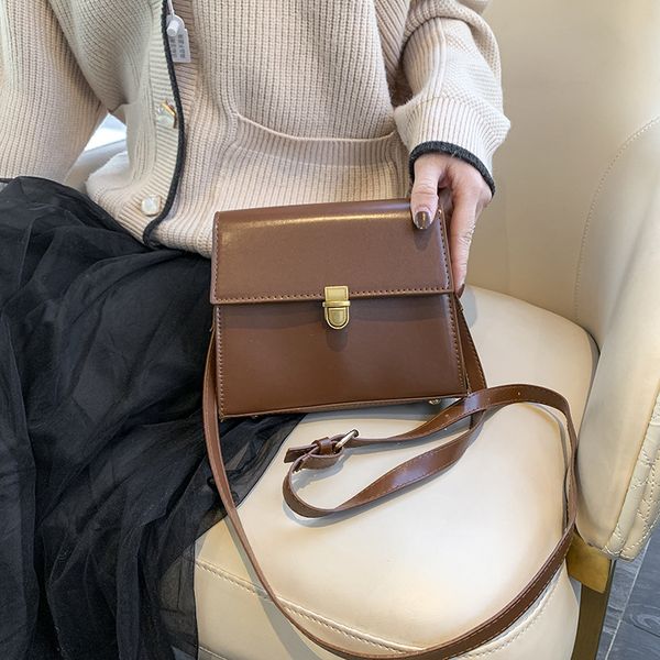 

small bag female 2020 new autumn texture simple retro small square bag fashion wild western style shoulder messenger