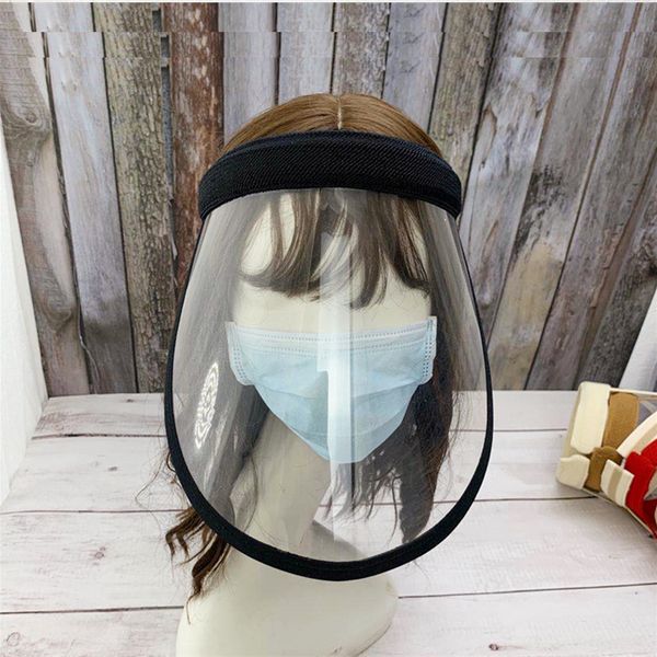 

masks ladies anti-spitting dust-proof isolation big brim hat transparent section adjustable multifunctional headband hat rain shield, Blue;gray