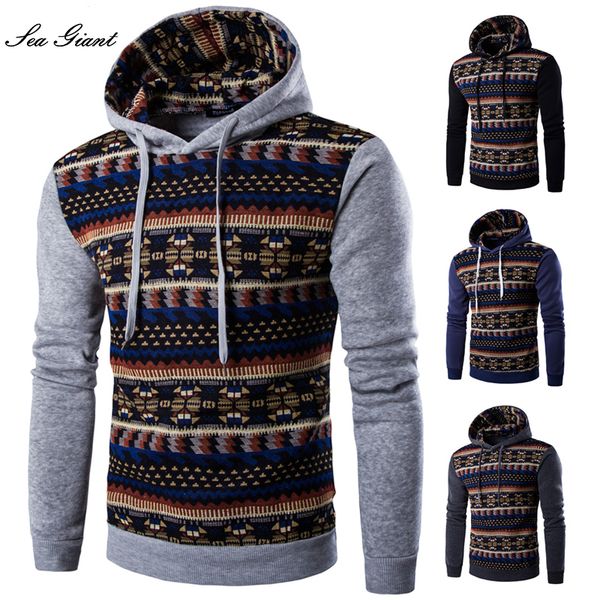 

2017 hoodies mens hombre hip hop male brand hoodie fashion geometric print sweatshirt suit men slim fit men social club hooded, Black
