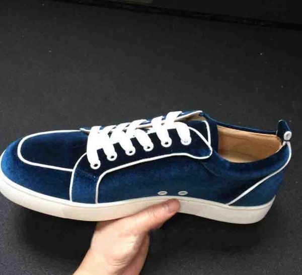 

with full package]version luxury gift men shoes red bottom sneaker junior flat genuine leather trainers sky blue /black/white low cut