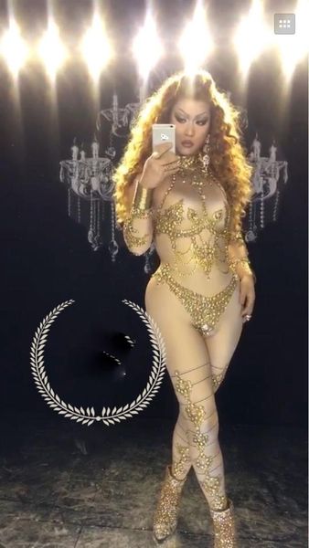 

сексуальные золотые камни обнаженные комбинезоны девушки цельный этап одежда день рождения ночной клуб шоу костюм, Black;red