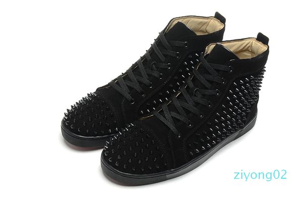 

size:36-46 men women black suede with spikes lace up high red bottom sneakers,designer brand winter casual z02
