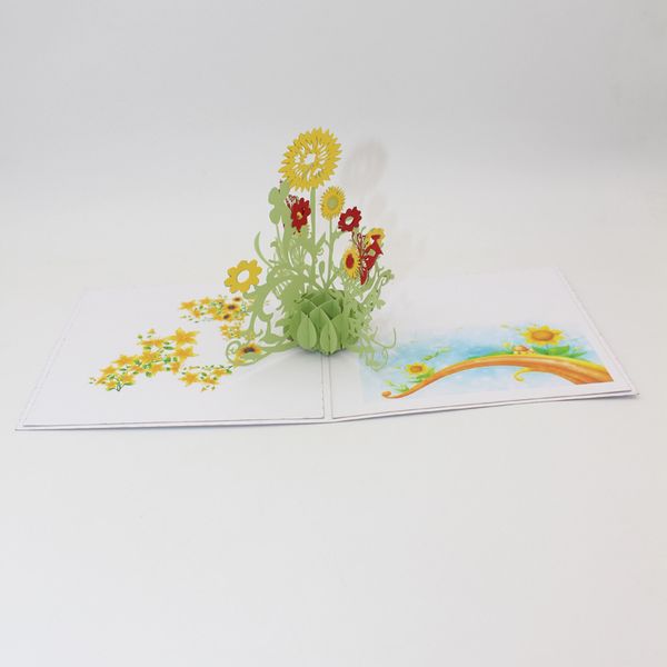 

lotus flower sunflower print handmade kirigami & origami 3d pop up greeting cards thank you happy birthday cards ing