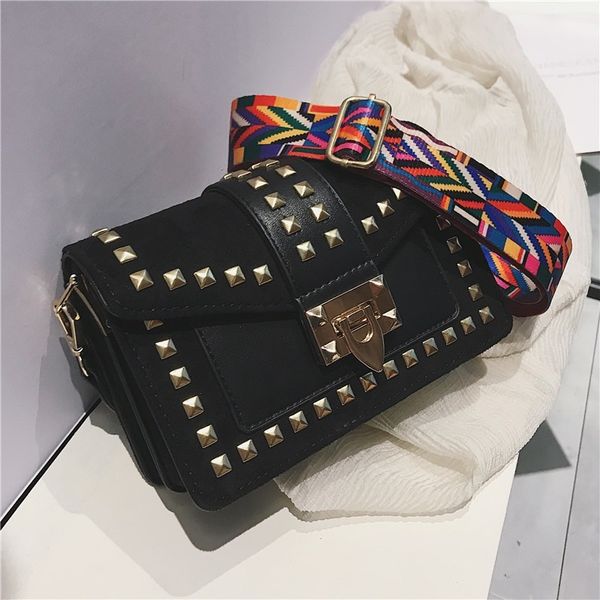

rivet bag women's 2020 on new style dull polish broadband square sling bag versatile shoulder