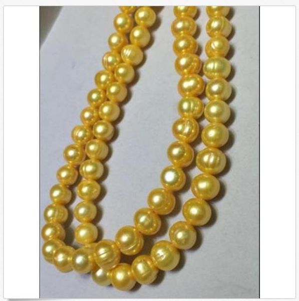 

huge natural 11-12mm south sea golden pearl necklace 35 inch 14k gold, Silver