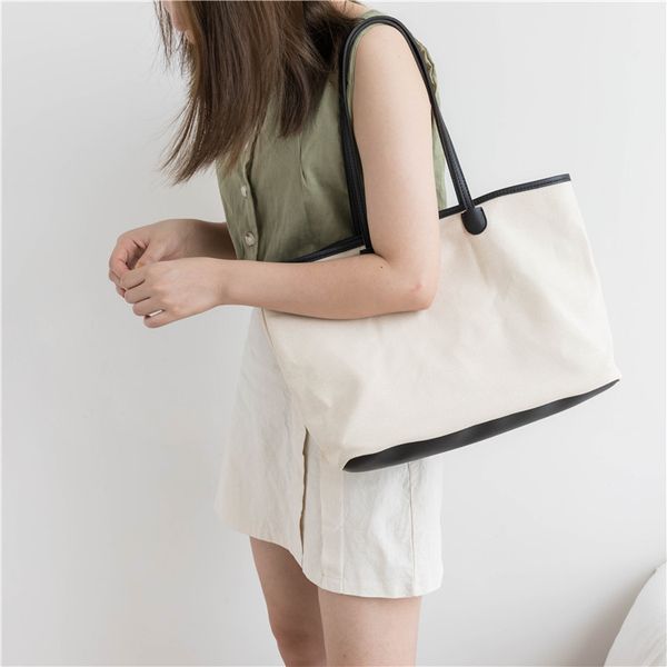 

lady womens fresh girlish shoulder bag tote handbag simple style 2 basic colors canvas vacation fashion spring summer favorite b102162z