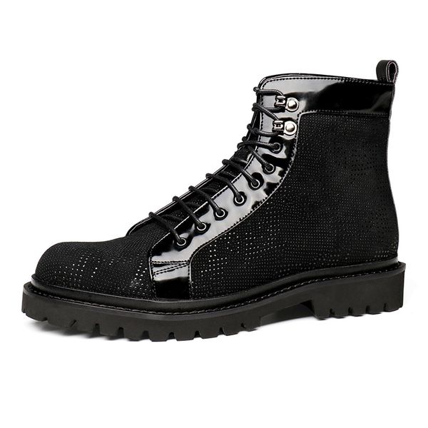

new men leather boots men lace-up soft-sole trend genuine leather work cowhide boots, Black
