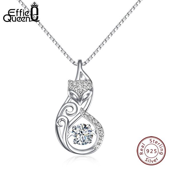 

effie queen crystal women s925 sterling silver necklaces cute fox pendant necklace for women lady girl jewelry gift bn53