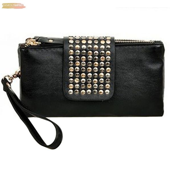 

womens clutch handbags purses pu leather wallets rivet zipper bags for women clutches handbags women bags bolsa feminina