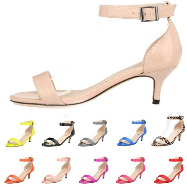

loslandifen fashion multicolour open toe ankle strap women sandals high heels lady shoes buckle 5cm low heel summer sandals, Black