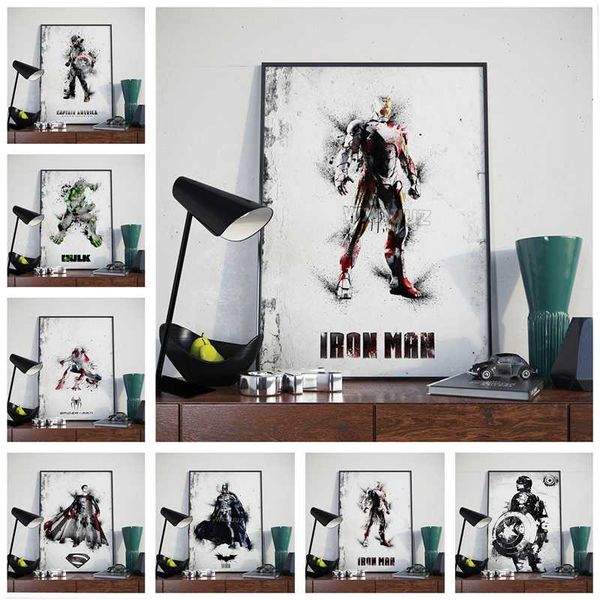 

retro superhero black and white art style decoration for children room iron man quality painting posters canvas painting m525