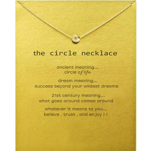 

circle pendant necklaces with card gold silver colors alloy pendant 20 inches chain women necklaces fashion jewelry
