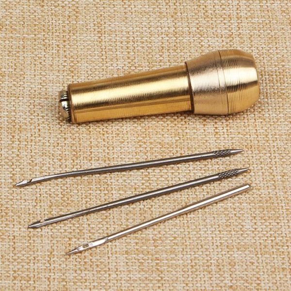 

1set sewing shoe repair tool thick canvas awl detachable diy craft kit stitching needle copper leather, Black