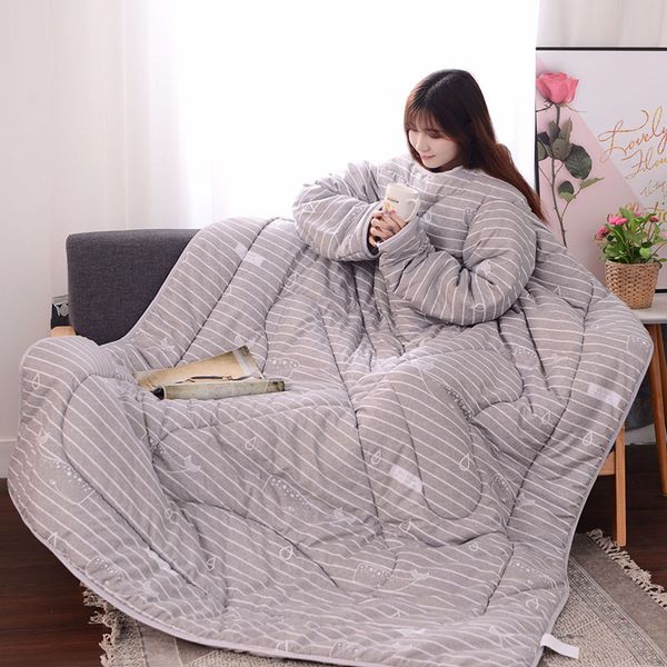 

winter comforters autumn lazy quilt with sleeves family blanket cape cloak nap blanket dormitory mantle covered