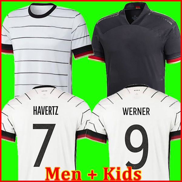 

germany 2020 soccer jersey home kit hummels kroos draxler reus muller gotze european cup football shirts uniforms men + kids kit, Black;yellow