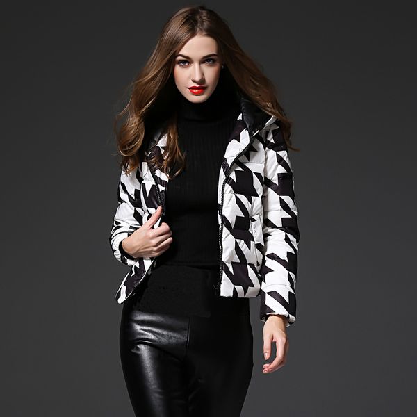 

new arrival brand down coats women plaid down jacket ladies fashion winter jackets girl plus size coat female jaqueta jas, Black