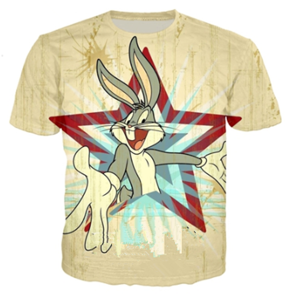 

новые моды мультфильм ошибки кролик looney tunes футболка 3d печати мужчины/женщины мужская лето круглый воротник с коротким рукавом повседн, White;black