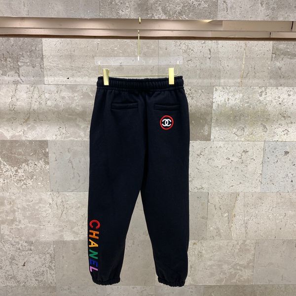 

luxurious brands design multicolor letters embroiderd elastic waist track trousers men women fashion sport jogger sweatpants outdoor pants, Black;green