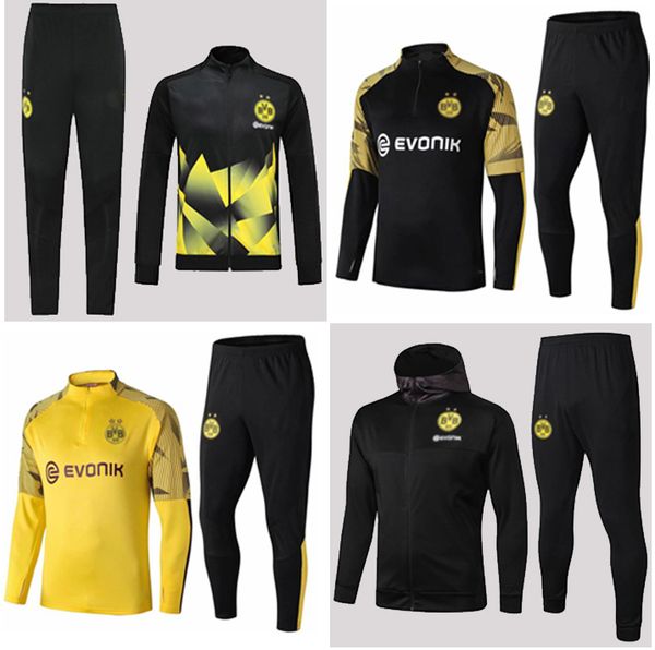 

19 20 men boru ia dortmund occer track uit jacket hoodie men dortmund urvÃªtement de football training uit, Black;red