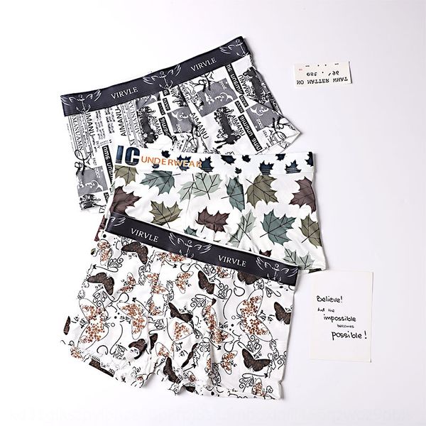 

ice silk men's underwear breathable boxer printed thin students' four-corner comfortable underwear summer low waist, Black;white