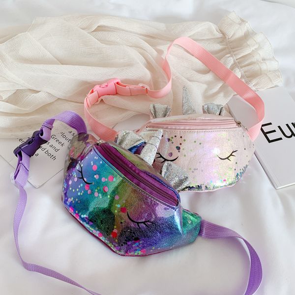 

2020 spring new bright face unicorn colorful running bag girl fashion small bag children's parent-child chest