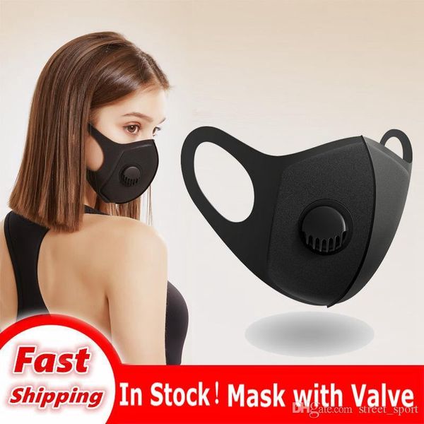 

Мода защитная маска для лица Черный Антипылевой хлопок рот маски с клапаном PM2. 5 Фильтр респиратор многоразовые моющиеся губки пылезащитный