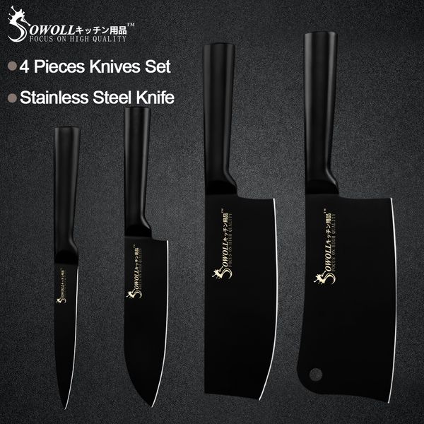 

sowoll 4шт из нержавеющей стали разделочный нож острый жесткий бесшовная сварочная ручка нож стейк мясо рыба кухонный аксессуар инструмент