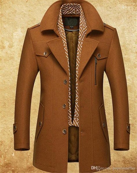 

jackets woollen overcoat with permanent press and cotton scarf woollen coat gentlemen coats mens fashion designer, Black;brown