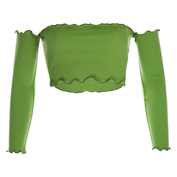 

designer women long sleeve t-shirt fashion pixie market bread boob tube base coat with flounce decoration size s-l wholesales, White