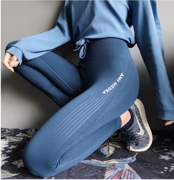 

woman motion trousers bodybuilding yoga pants run elastic force high waist nine part pants bound feet, Black;blue