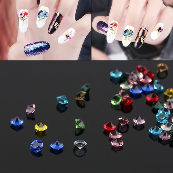 

1 bag glitter multicolor fix crystal rhinestones for nail art wheel tips crystal 3d nail art decoration acrylic diamond drill, Silver;gold